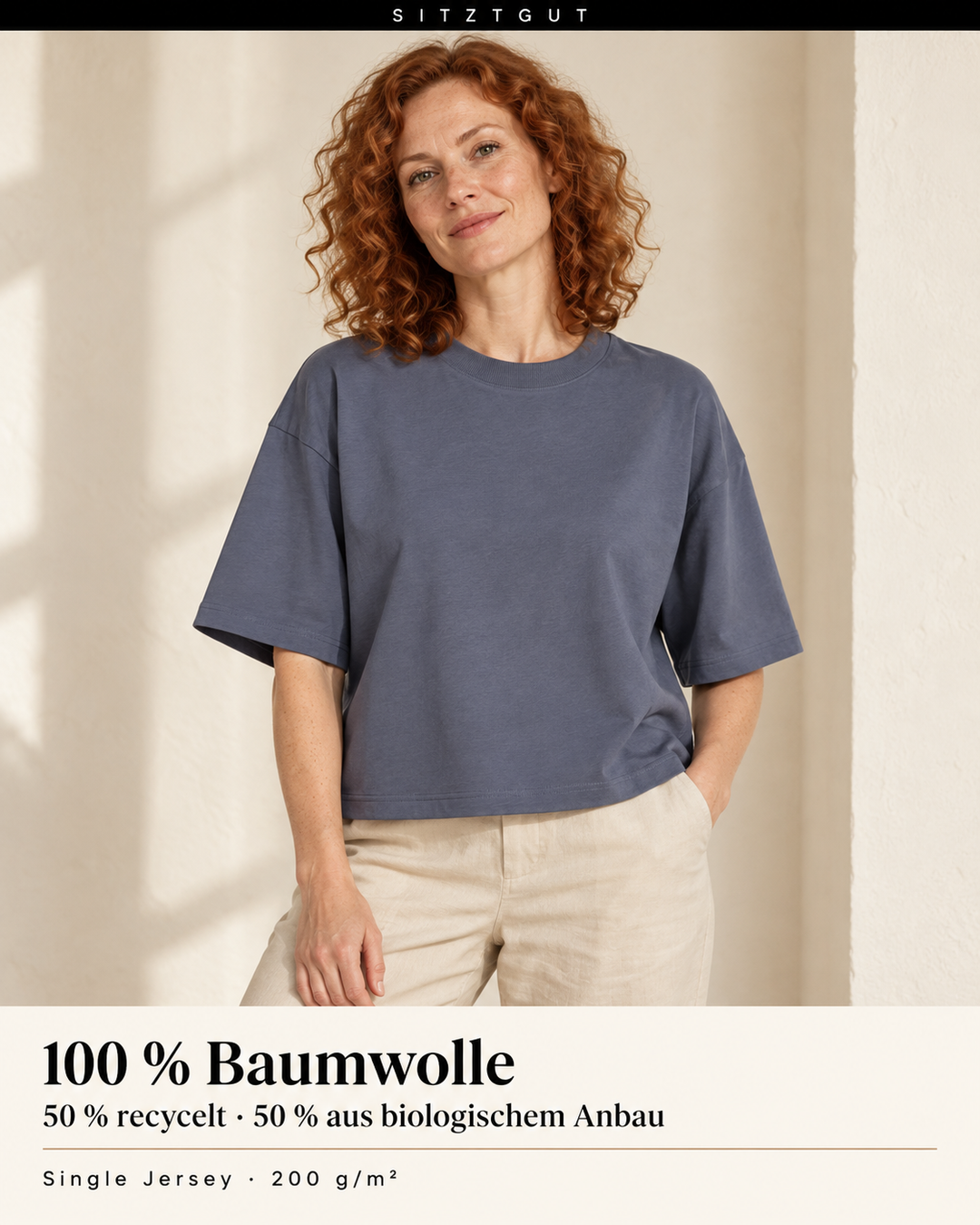 Sitztgut T-Shirt Blaugrau - Material