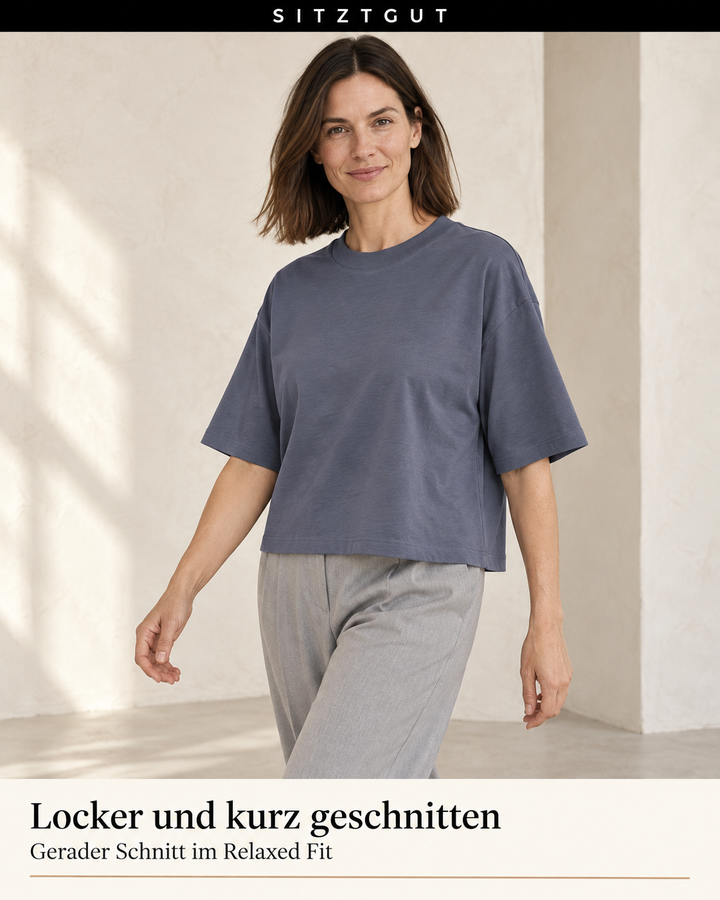 Sitztgut T-Shirt Blaugrau - Passform