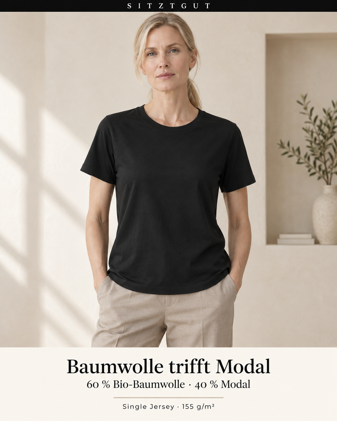Sitztgut T-Shirt Schwarz - Material