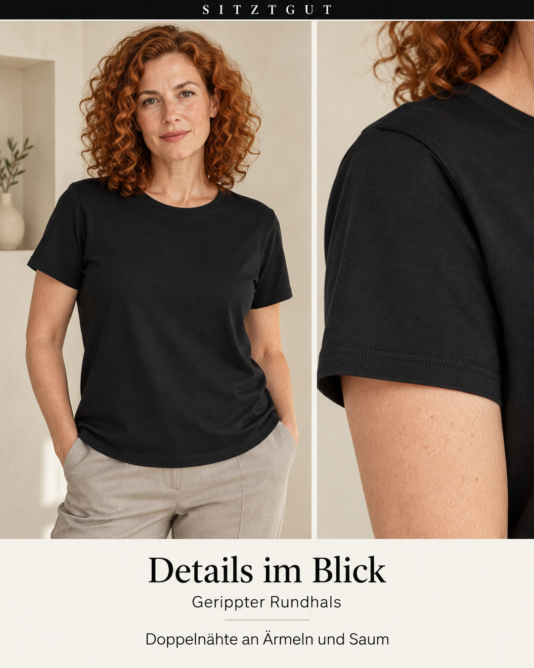 Sitztgut T-Shirt Schwarz - Details