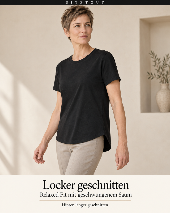 Sitztgut T-Shirt Schwarz - Passform