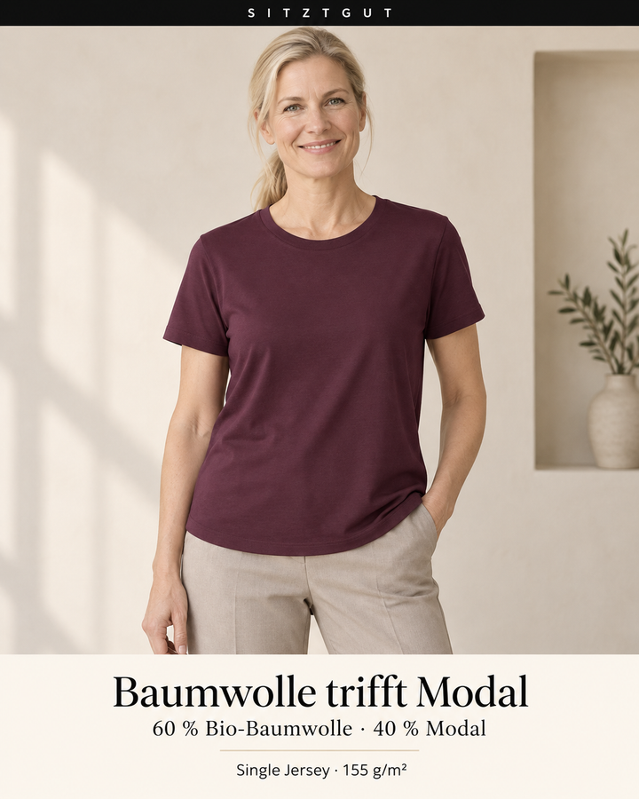 Sitztgut T-Shirt Dunkelpflaume - Material