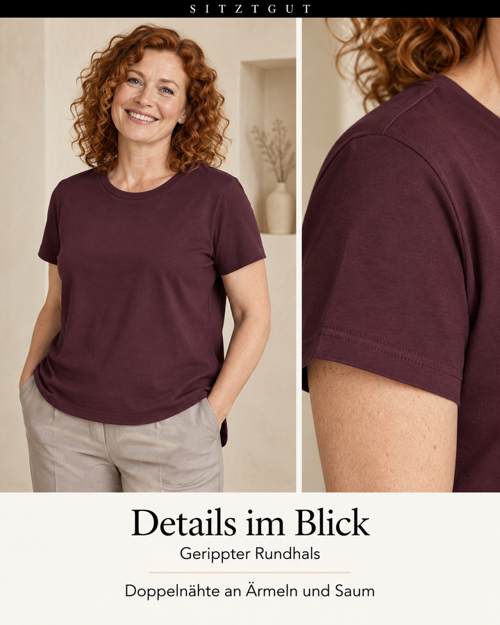 Sitztgut T-Shirt Dunkelpflaume - Details