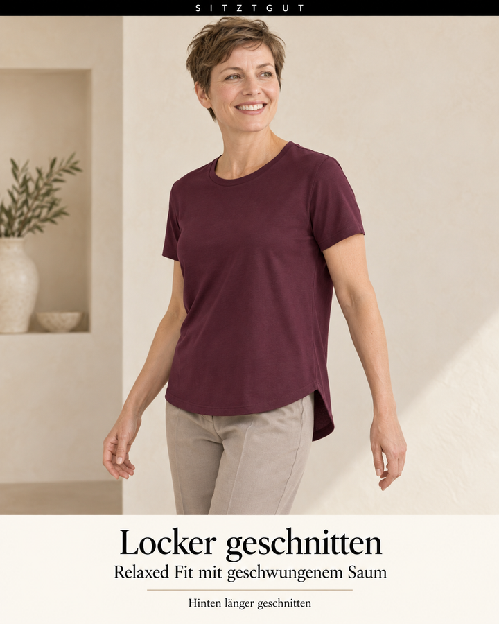Sitztgut T-Shirt Dunkelpflaume - Passform
