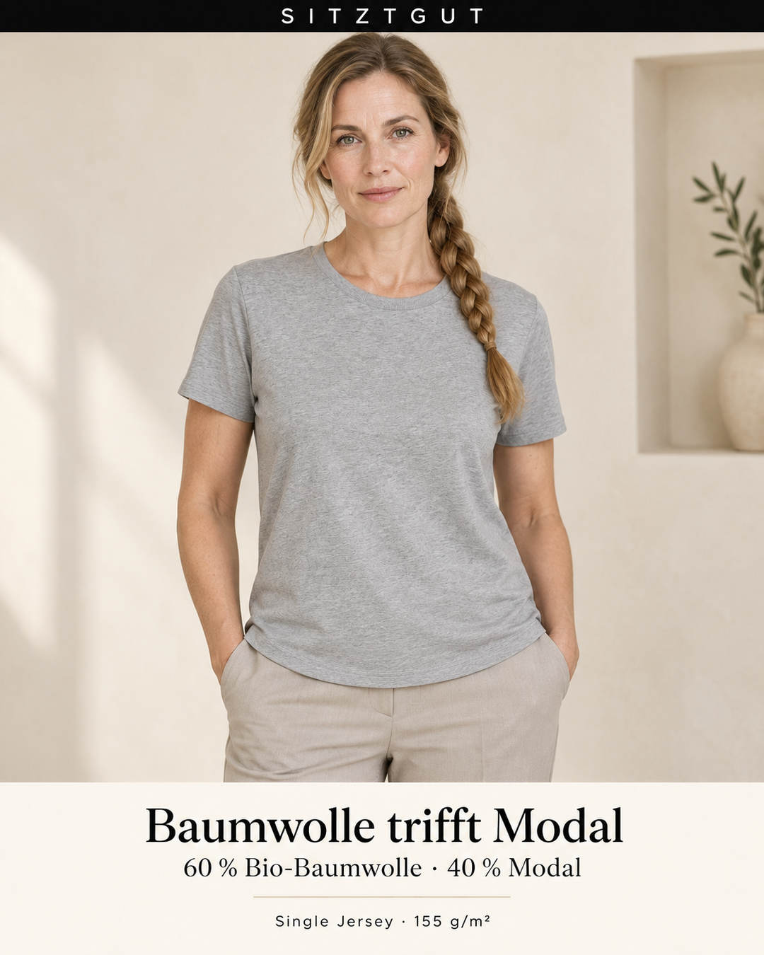 Sitztgut T-Shirt Grau meliert - Material