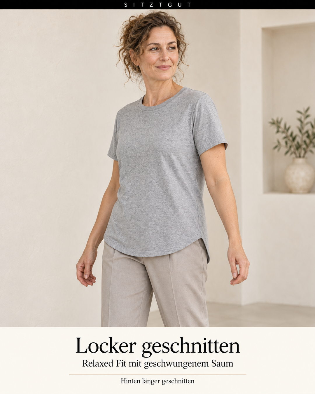 Sitztgut T-Shirt Grau meliert - Passform