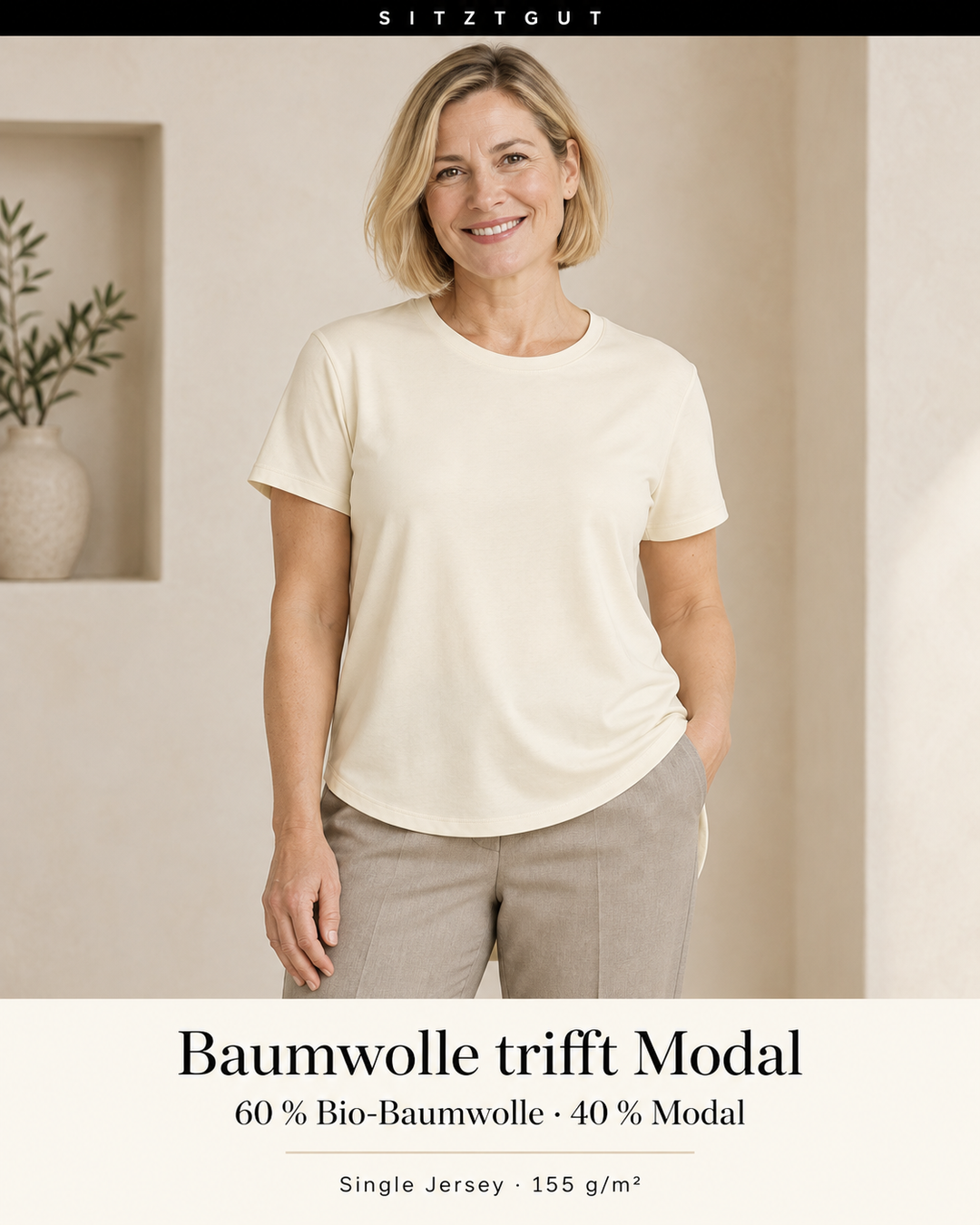 Sitztgut T-Shirt Creme - Material