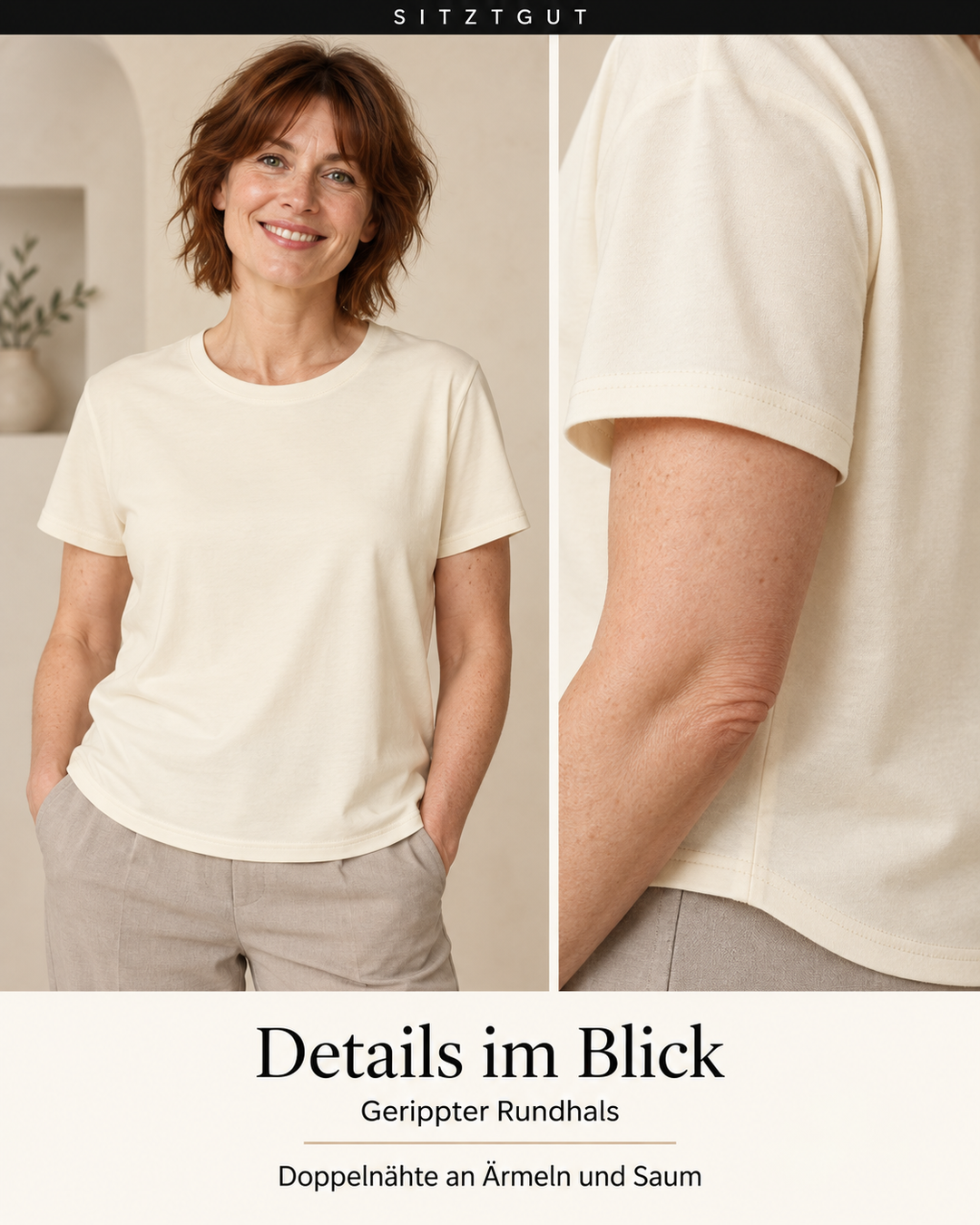 Sitztgut T-Shirt Creme - Details