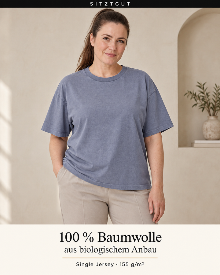 Sitztgut T-Shirt Blaugrau Vintage - Material
