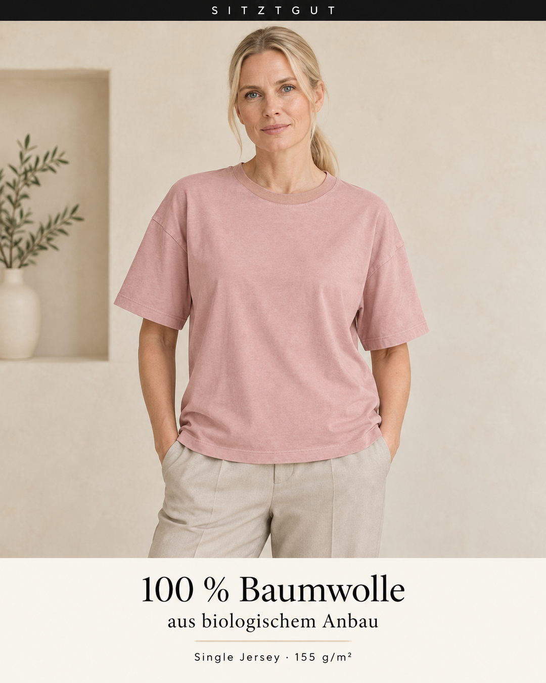 Sitztgut T-Shirt Rosa Vintage - Material