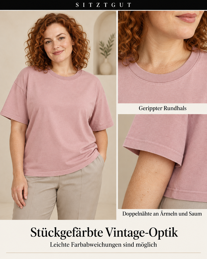 Sitztgut T-Shirt Rosa Vintage - Details