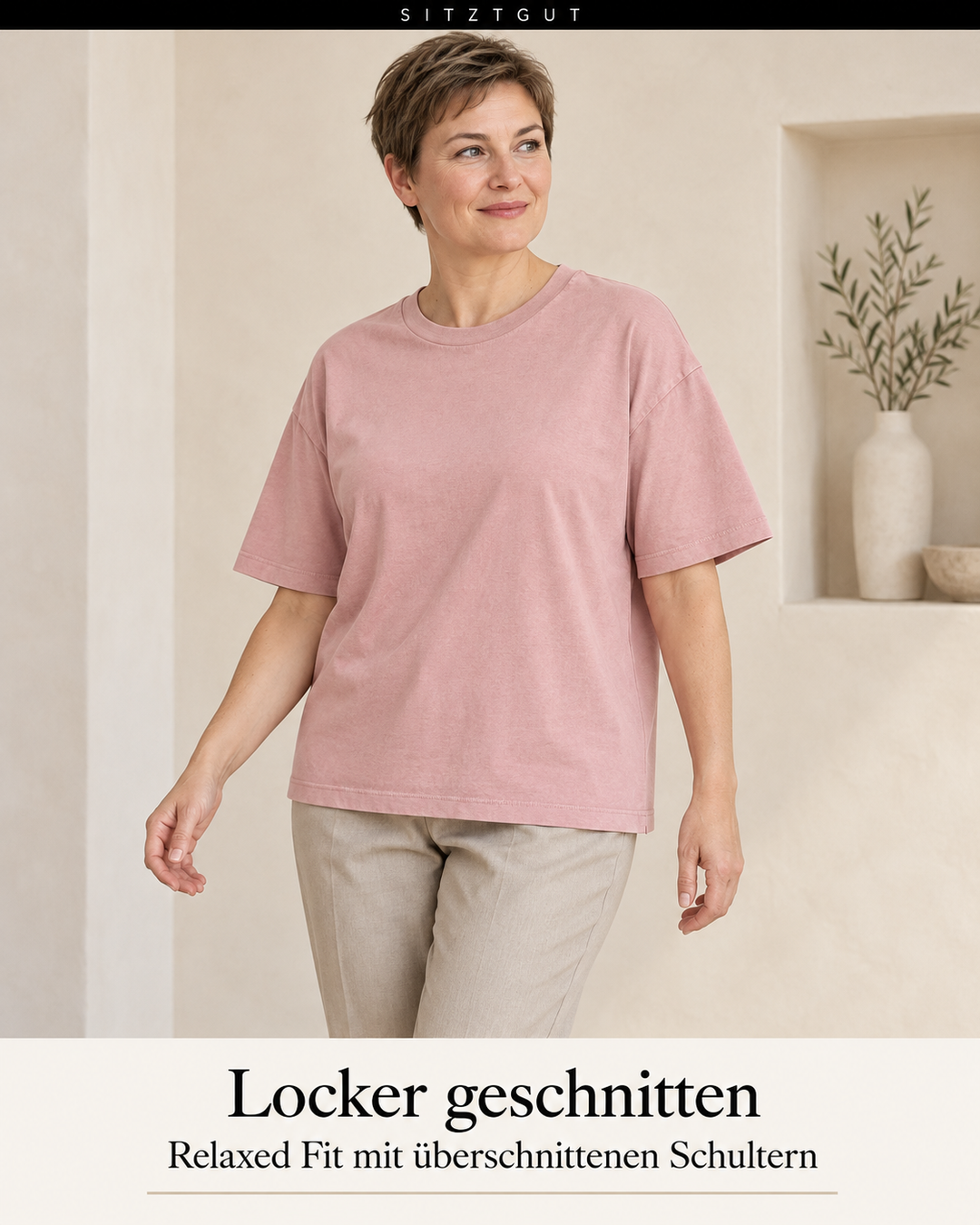 Sitztgut T-Shirt Rosa Vintage - Passform