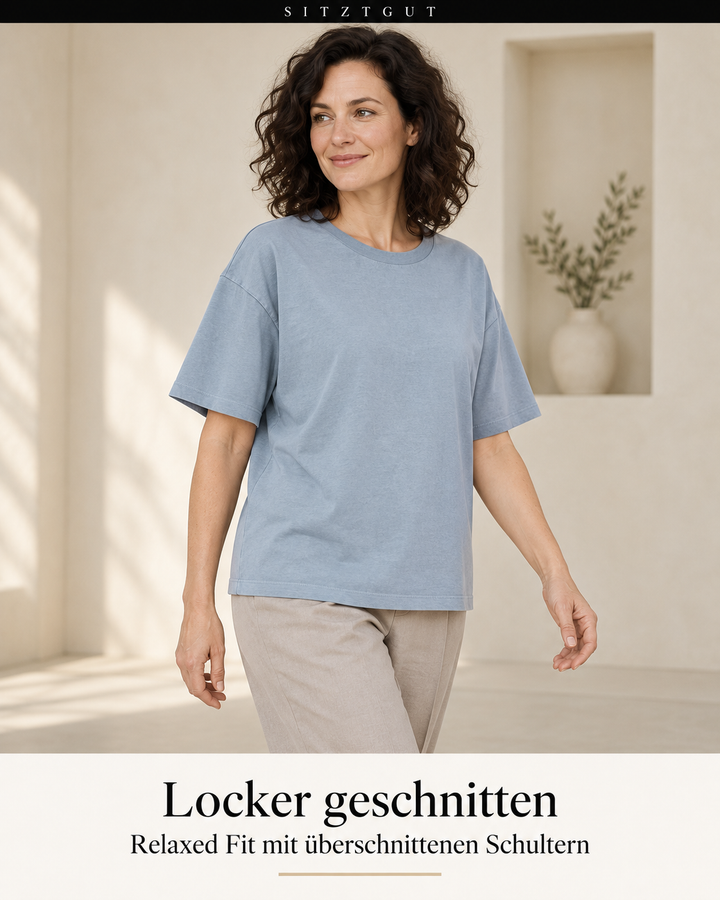 Sitztgut T-Shirt Steinblau Vintage - Passform