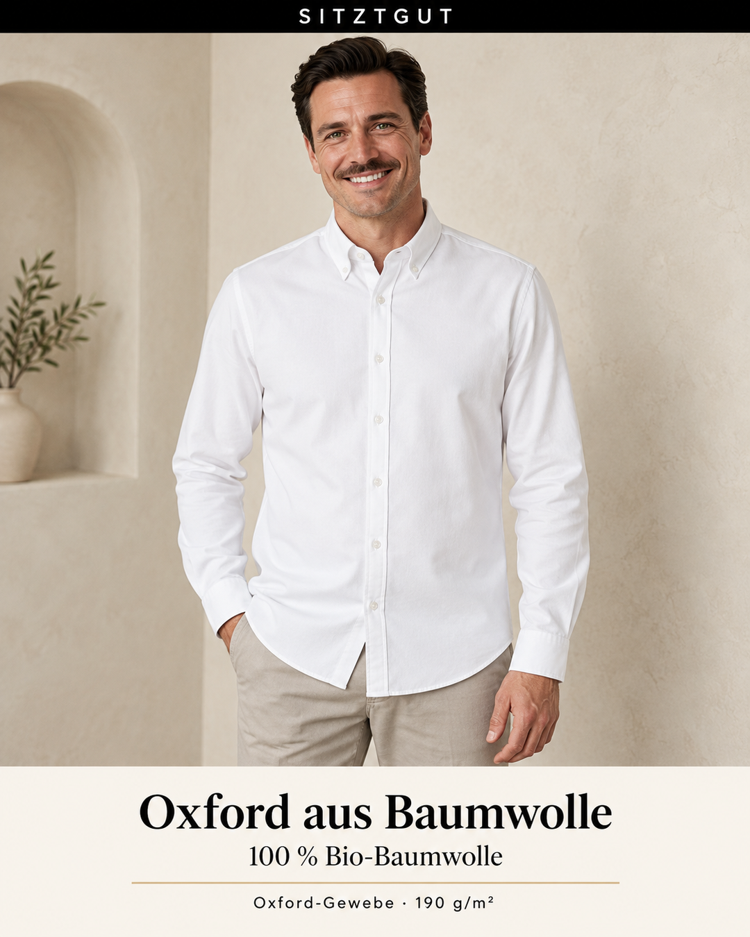 Sitztgut Langarmhemd Weiß - Material
