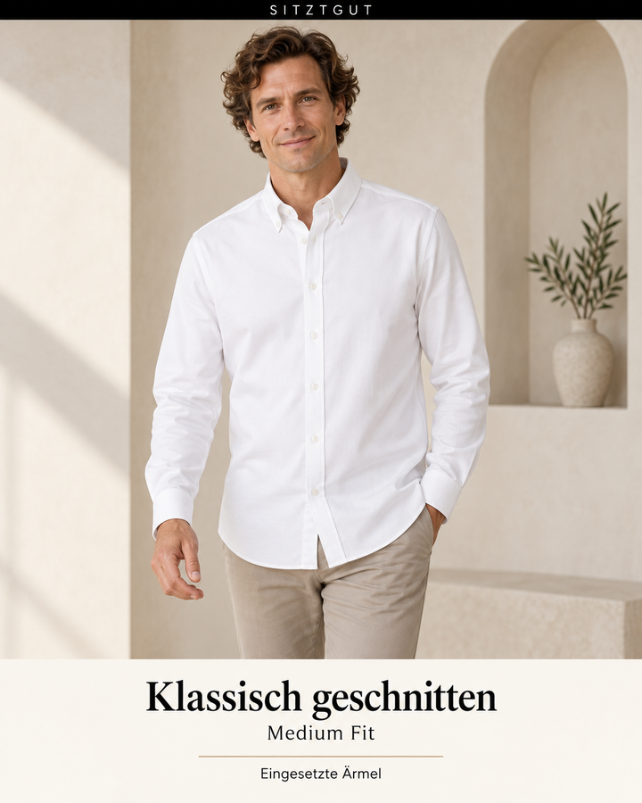Sitztgut Langarmhemd Weiß - Passform