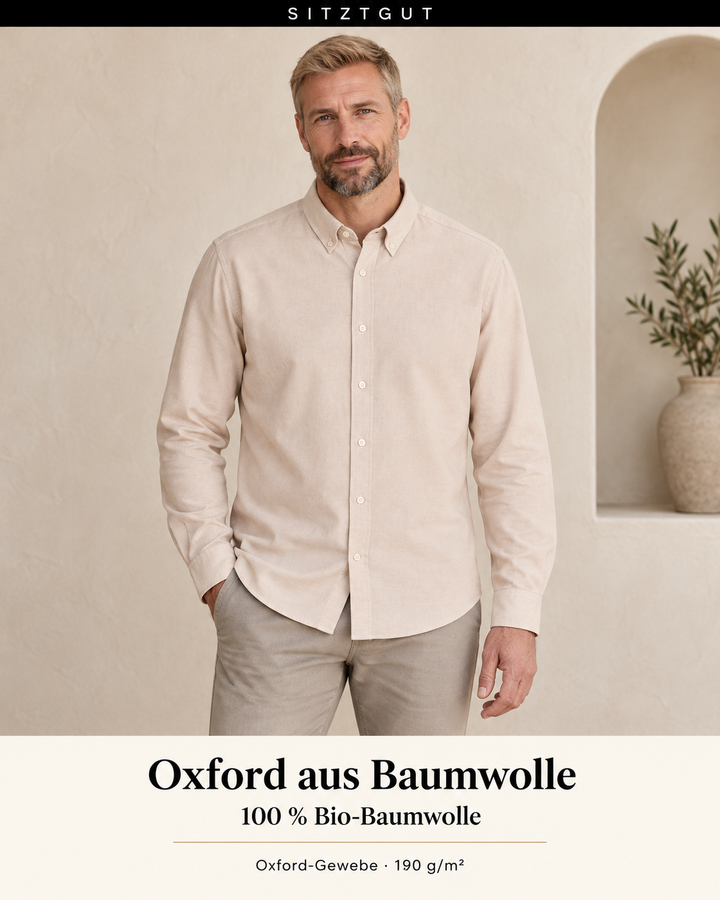 Sitztgut Langarmhemd Oxfordbeige - Material
