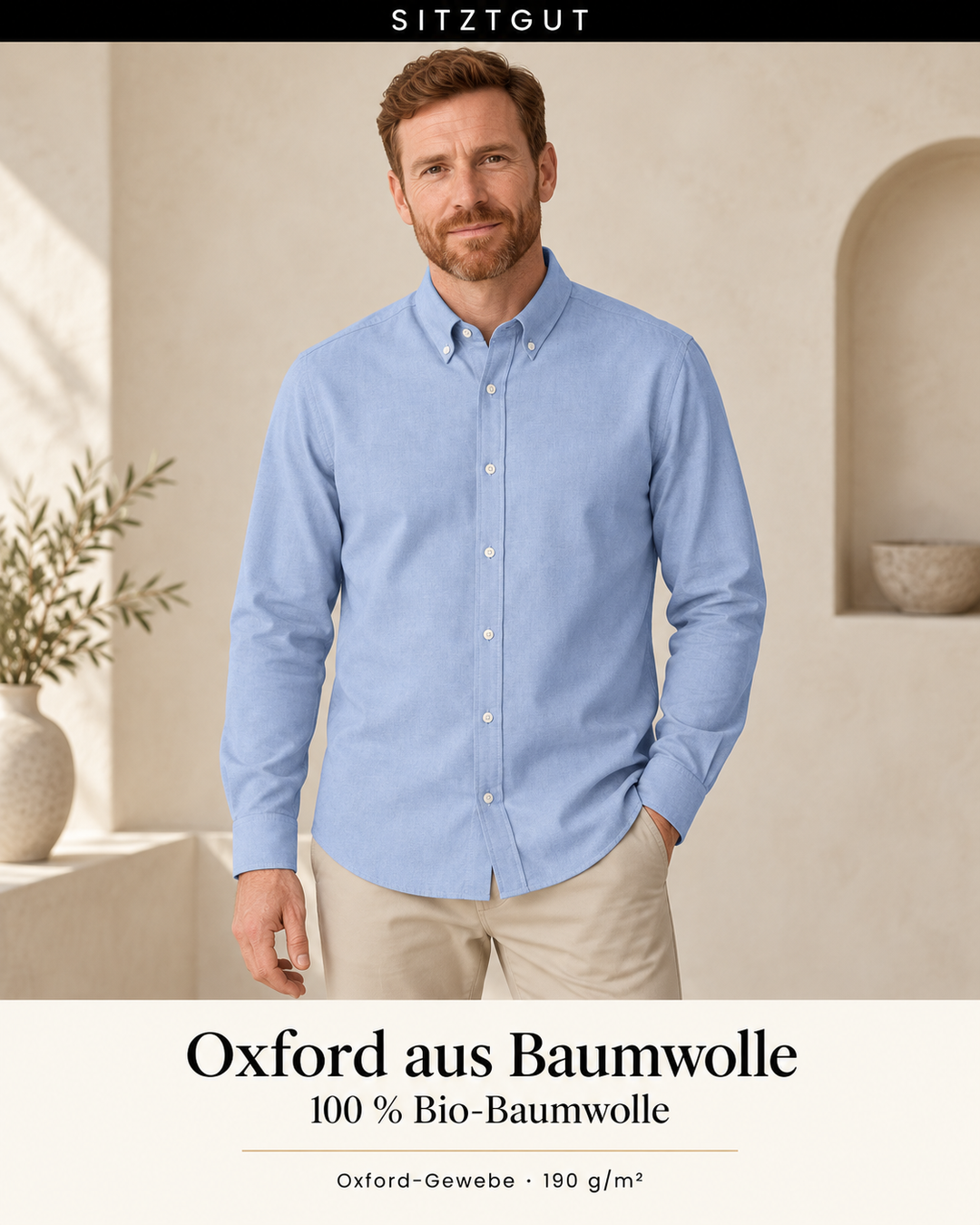 Sitztgut Langarmhemd Oxfordblau - Material