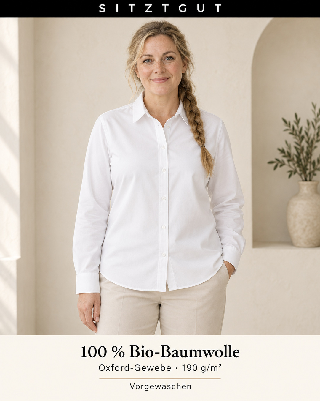 Sitztgut Hemdbluse Weiß - Material