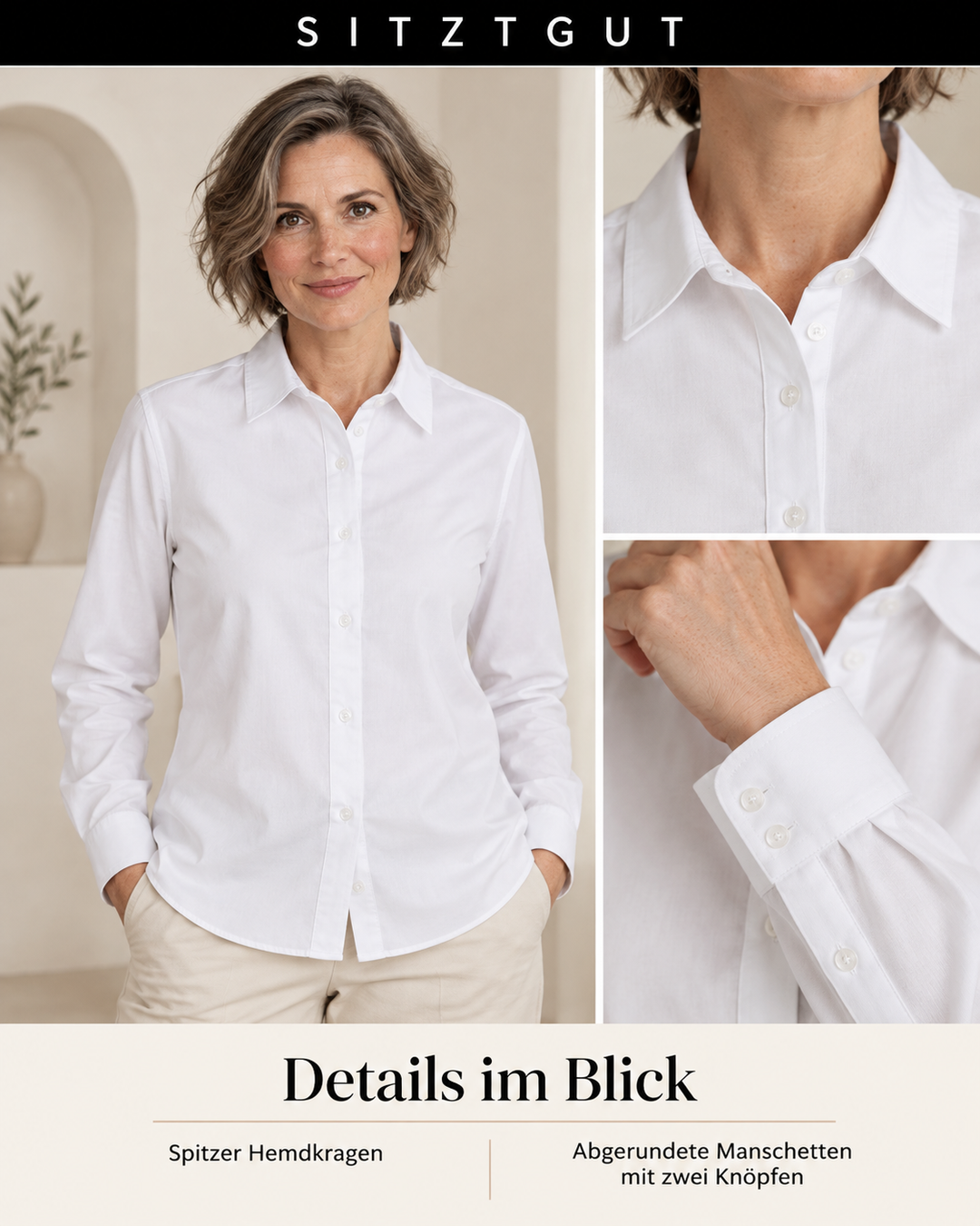 Sitztgut Hemdbluse Weiß - Details