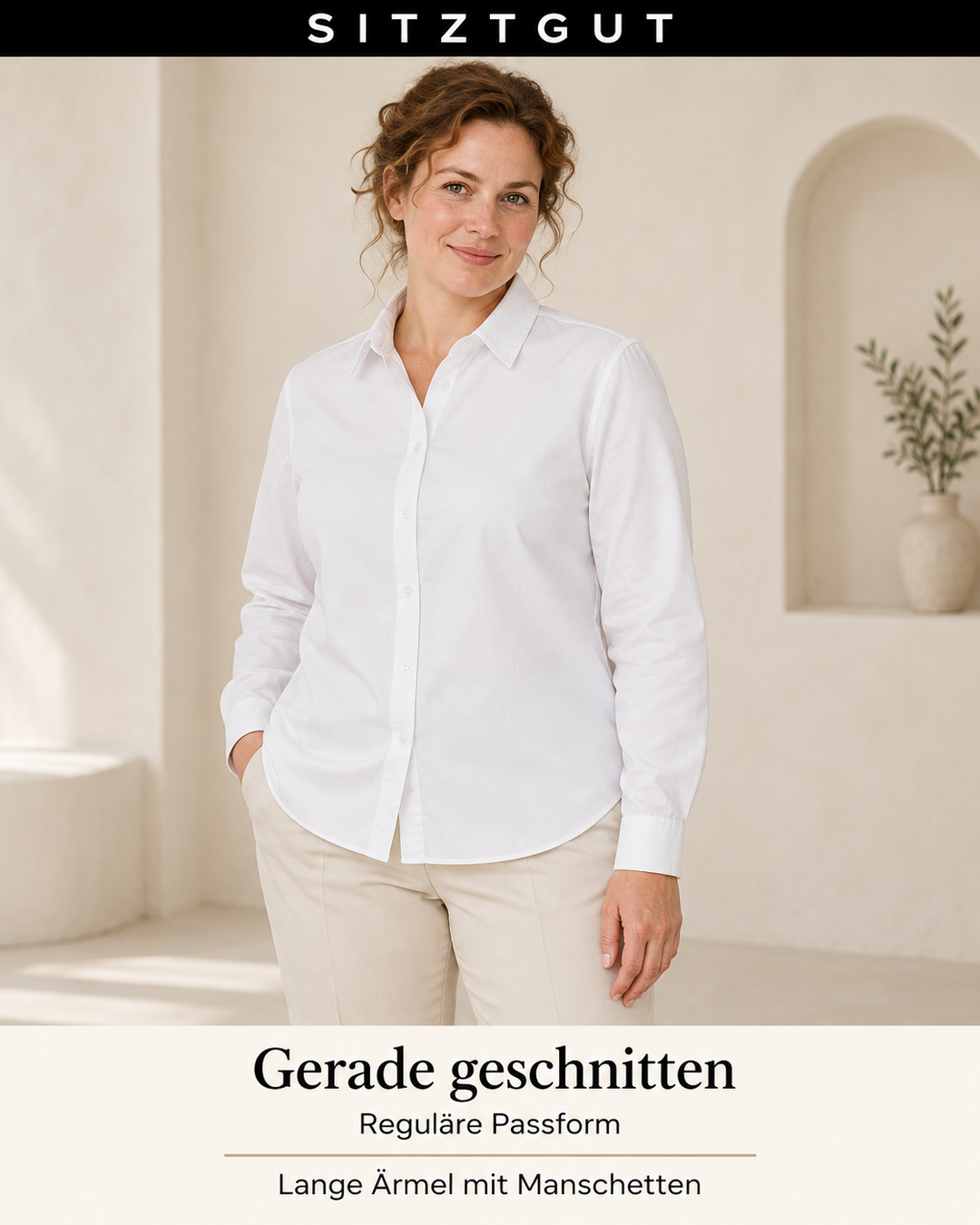 Sitztgut Hemdbluse Weiß - Passform