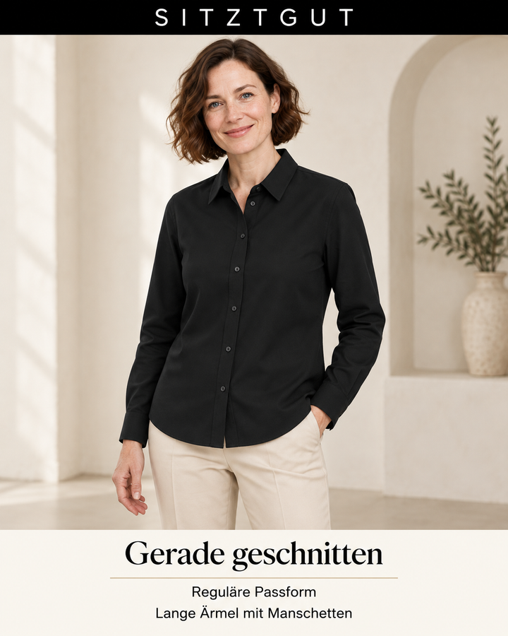 Sitztgut Hemdbluse Schwarz - Passform