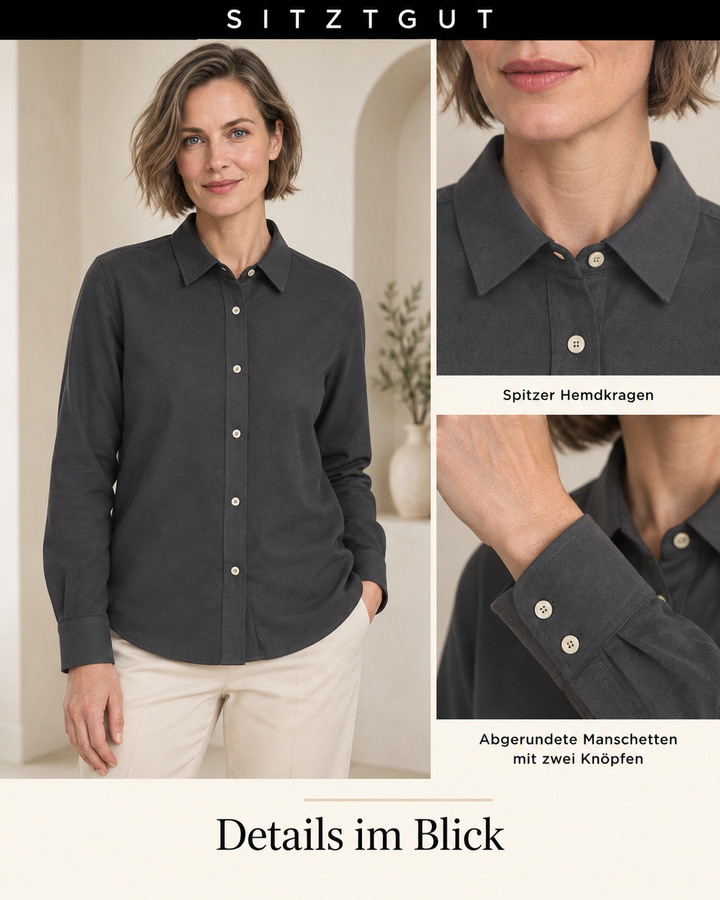 Sitztgut Hemdbluse Anthrazit - Details