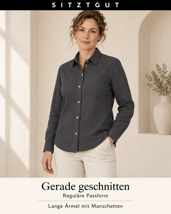 Sitztgut Hemdbluse Anthrazit - Passform