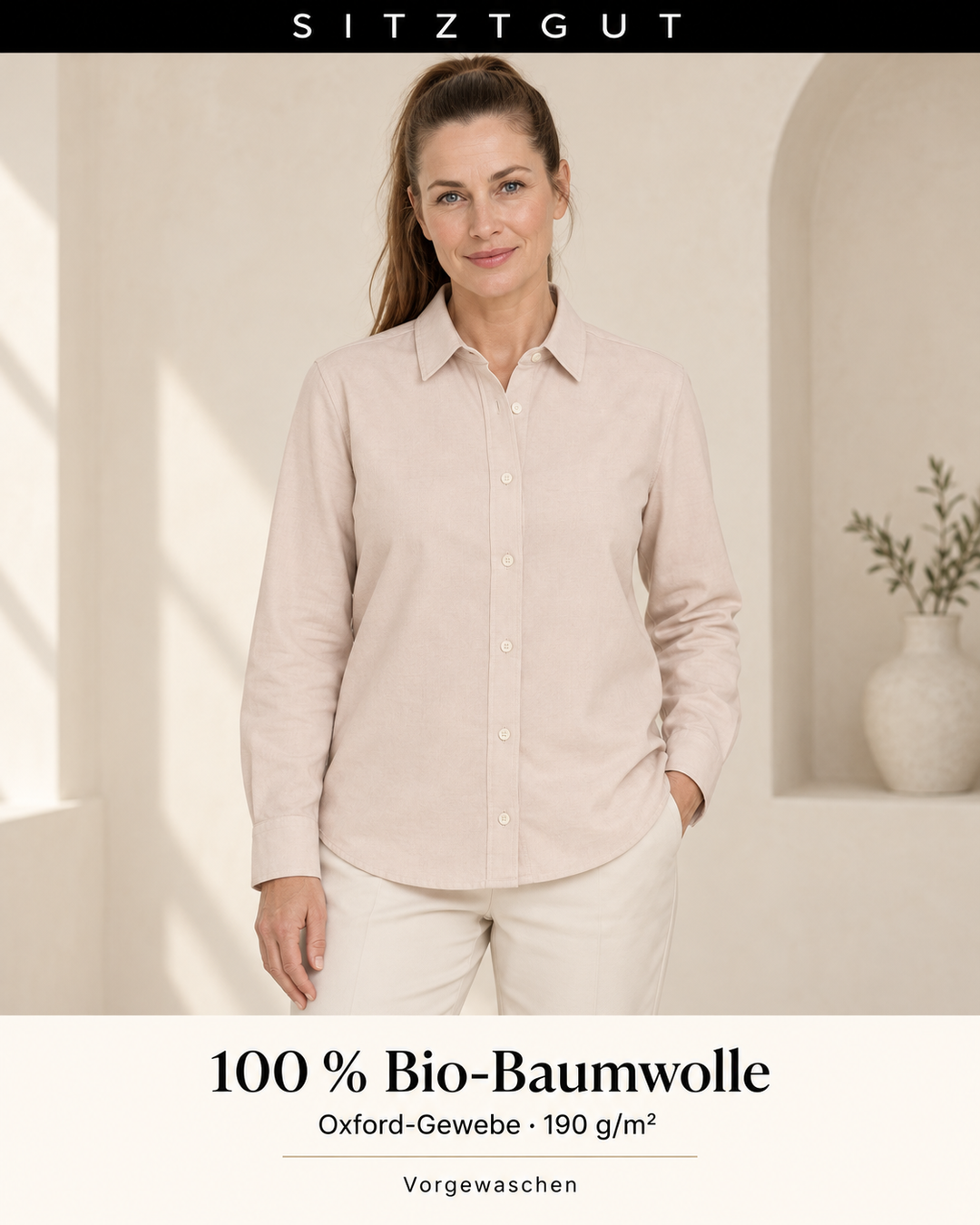 Sitztgut Hemdbluse Oxfordbeige - Material
