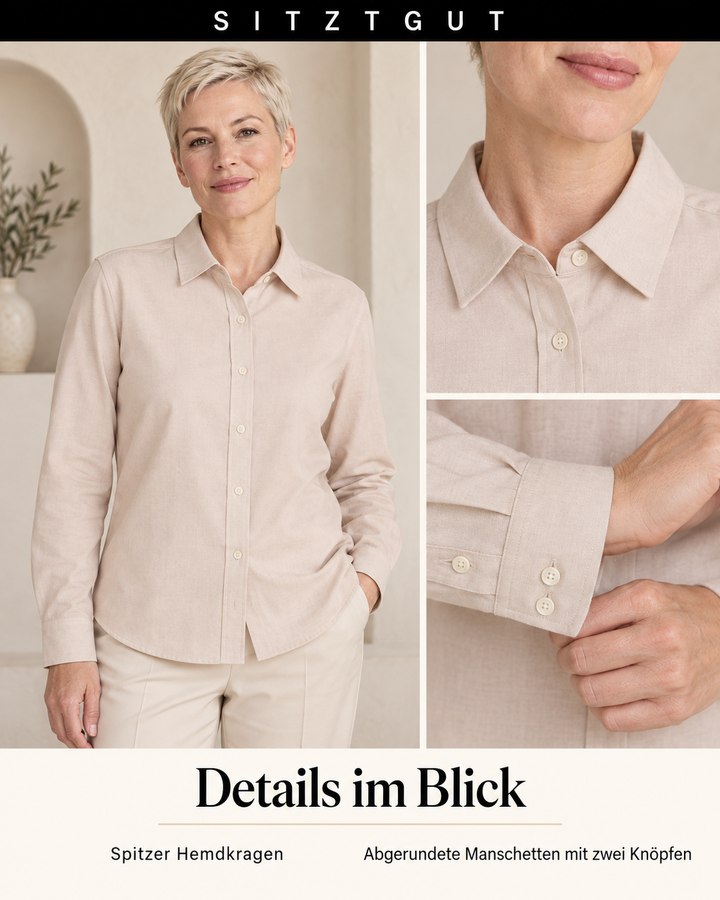 Sitztgut Hemdbluse Oxfordbeige - Details