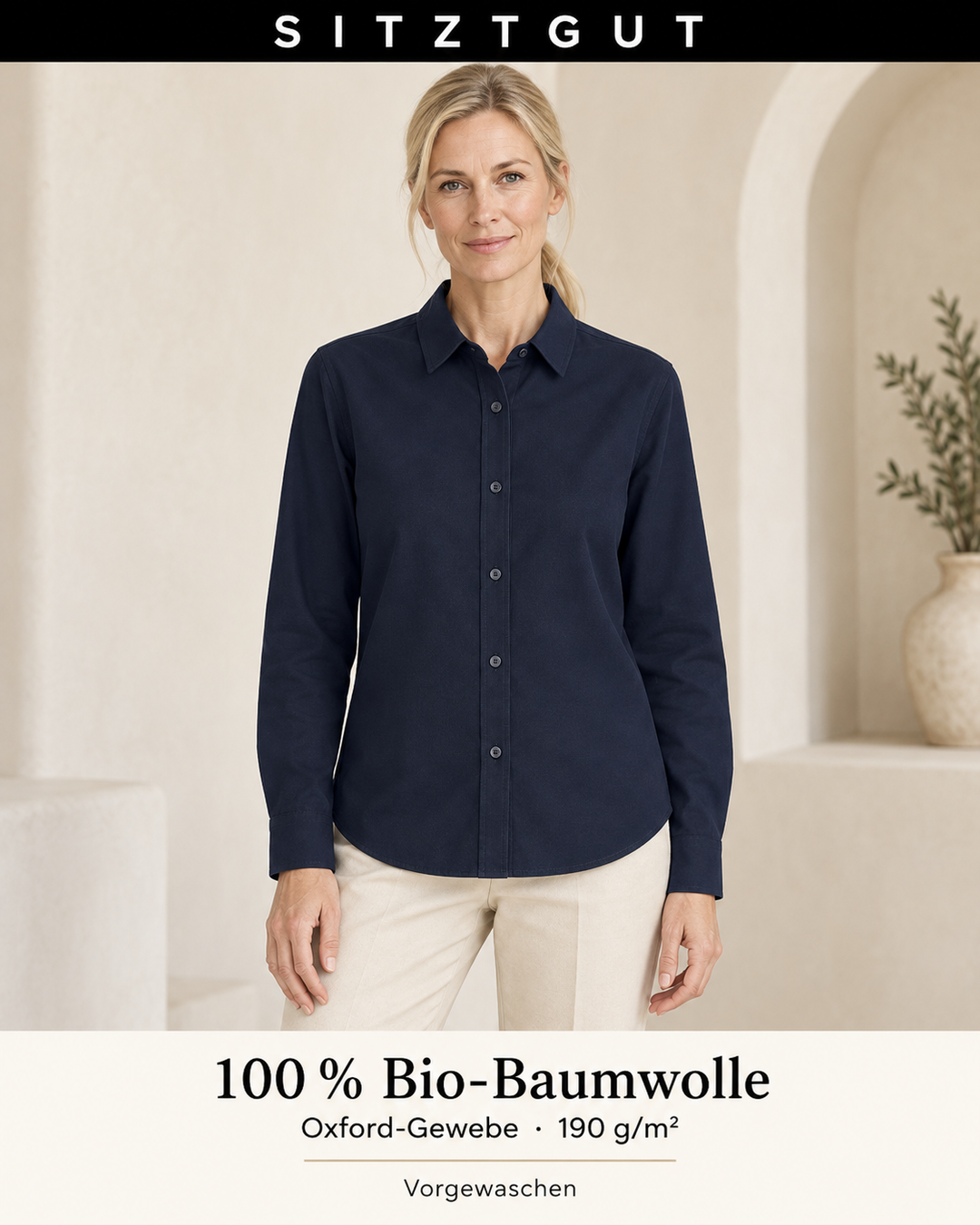 Sitztgut Hemdbluse Marine - Material