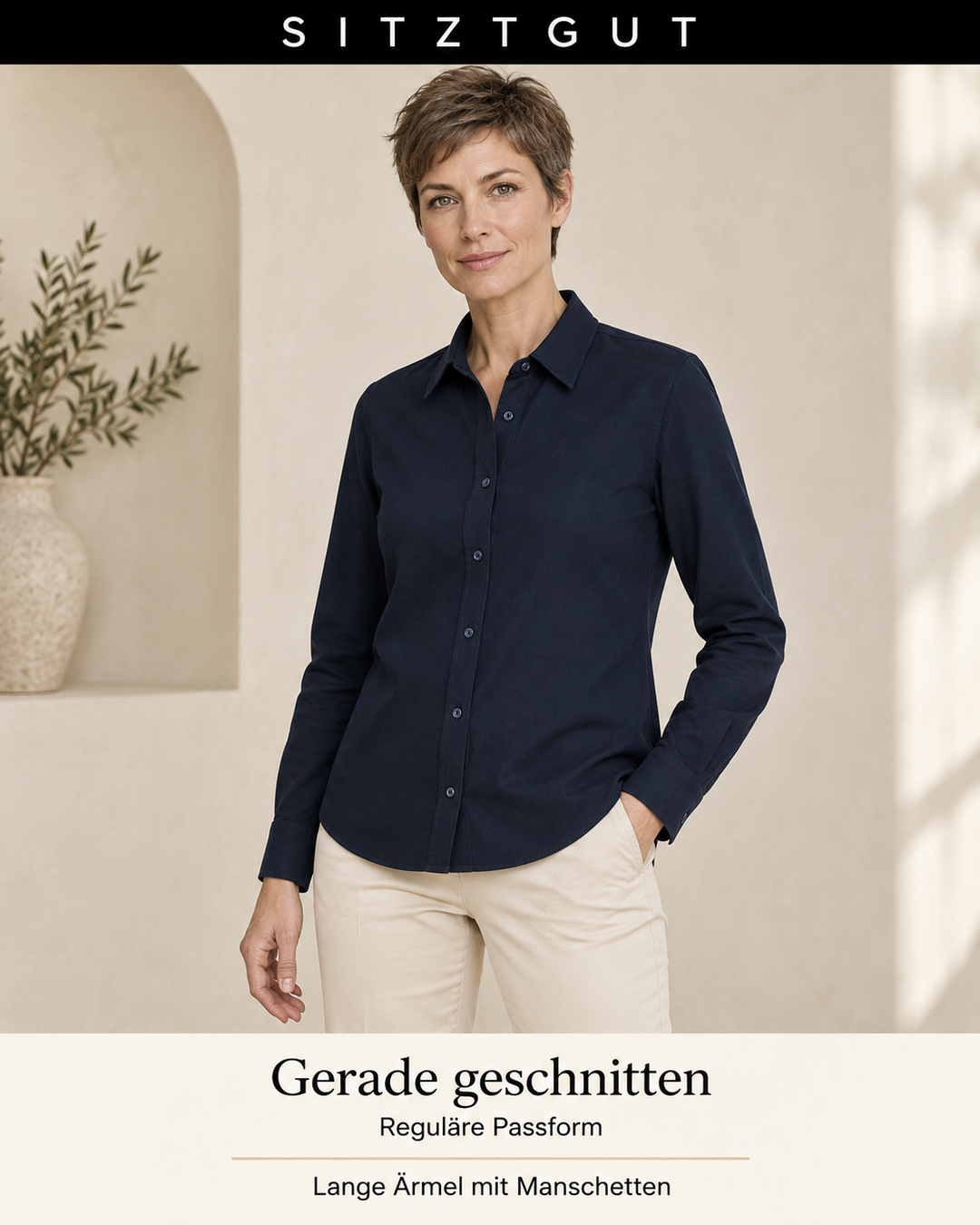 Sitztgut Hemdbluse Marine - Passform