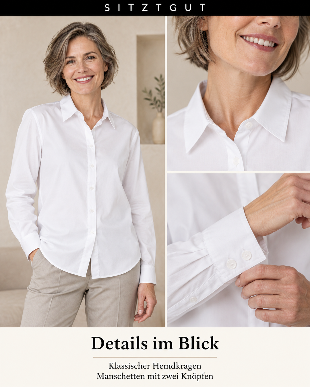 Sitztgut Hemdbluse Weiß - Details