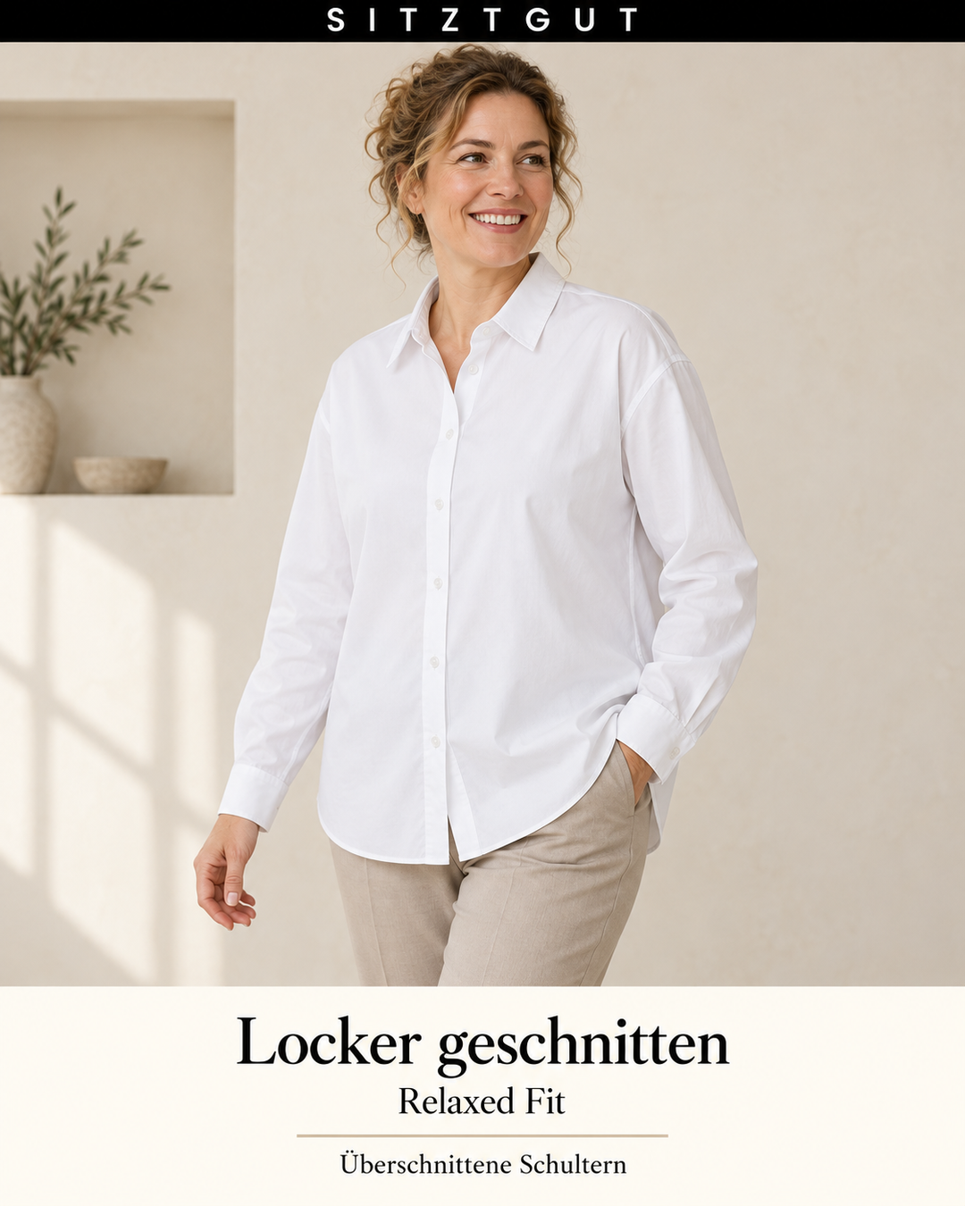 Sitztgut Hemdbluse Weiß - Passform