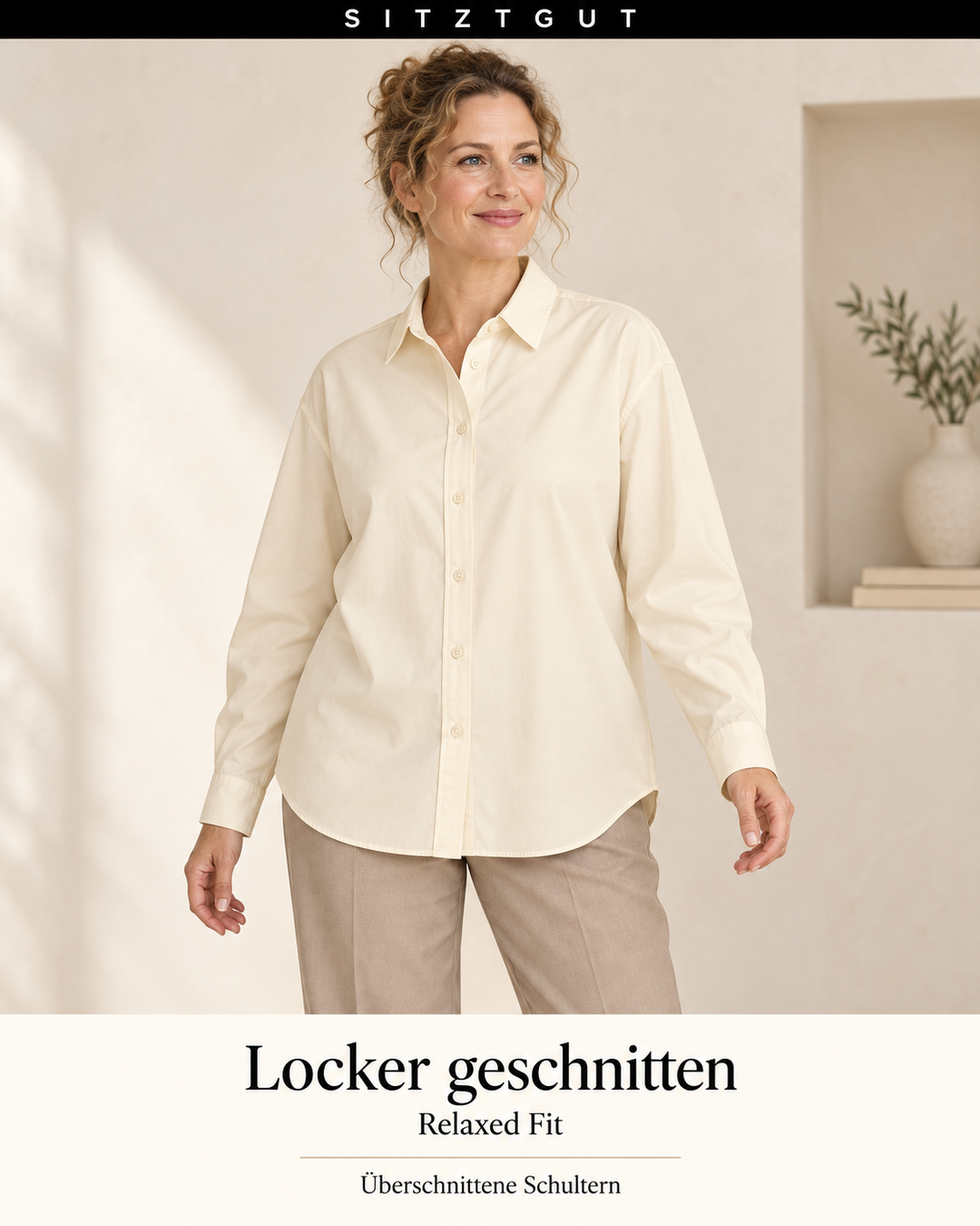 Sitztgut Hemdbluse Creme - Passform