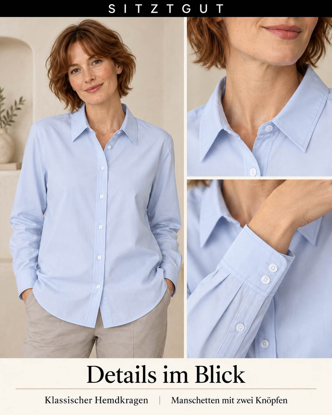 Sitztgut Hemdbluse Hellblau - Details