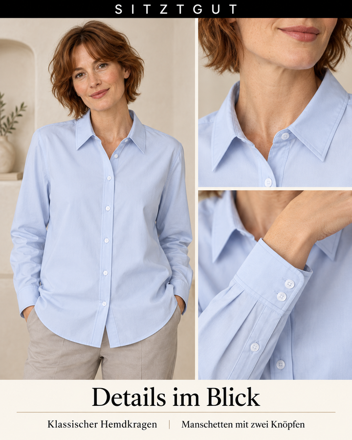 Sitztgut Hemdbluse Hellblau - Details