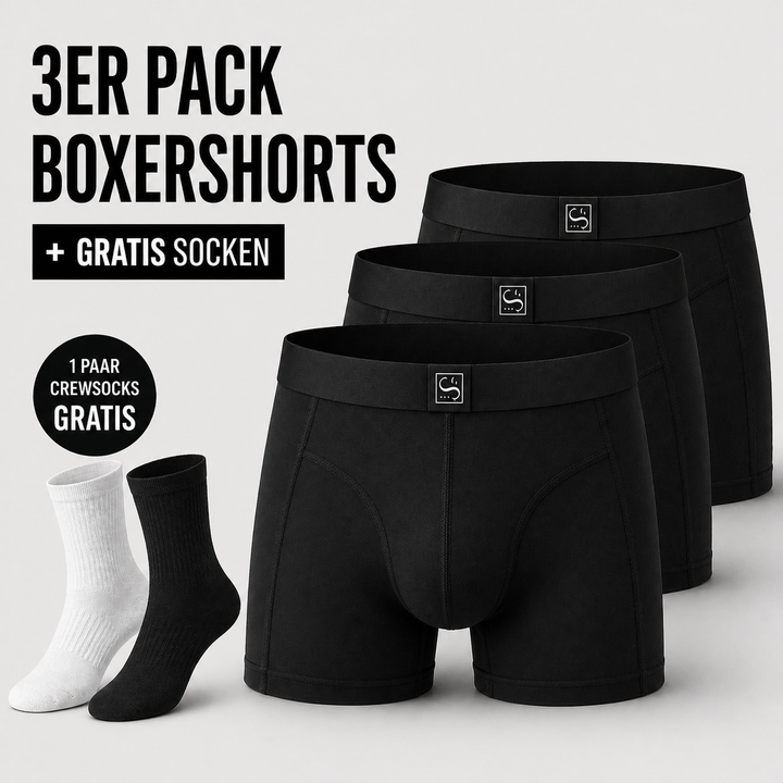 3er Pack Boxershorts + GRATIS Crewsocken