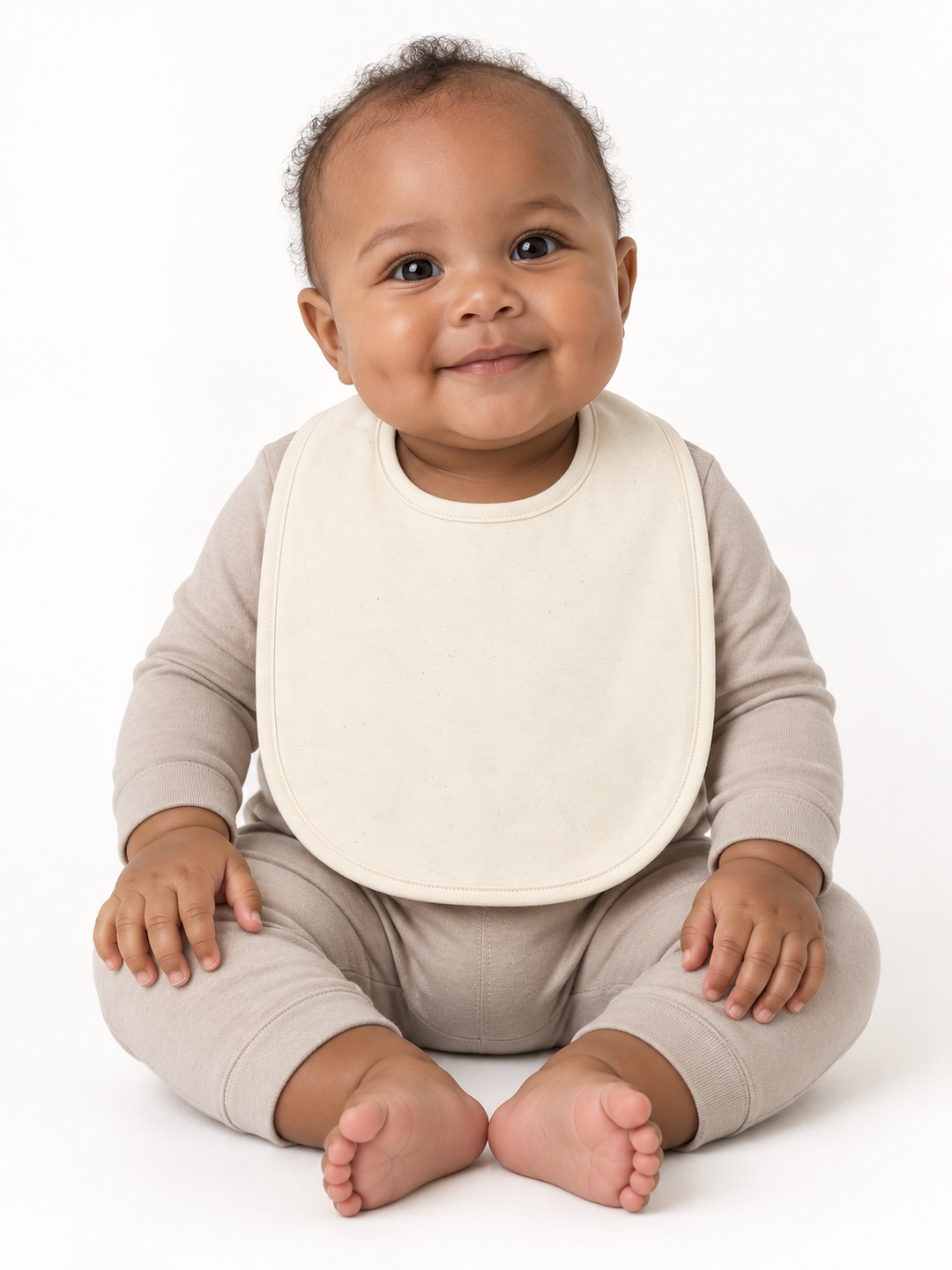 Baby Lätzchen in Natur – Modelansicht