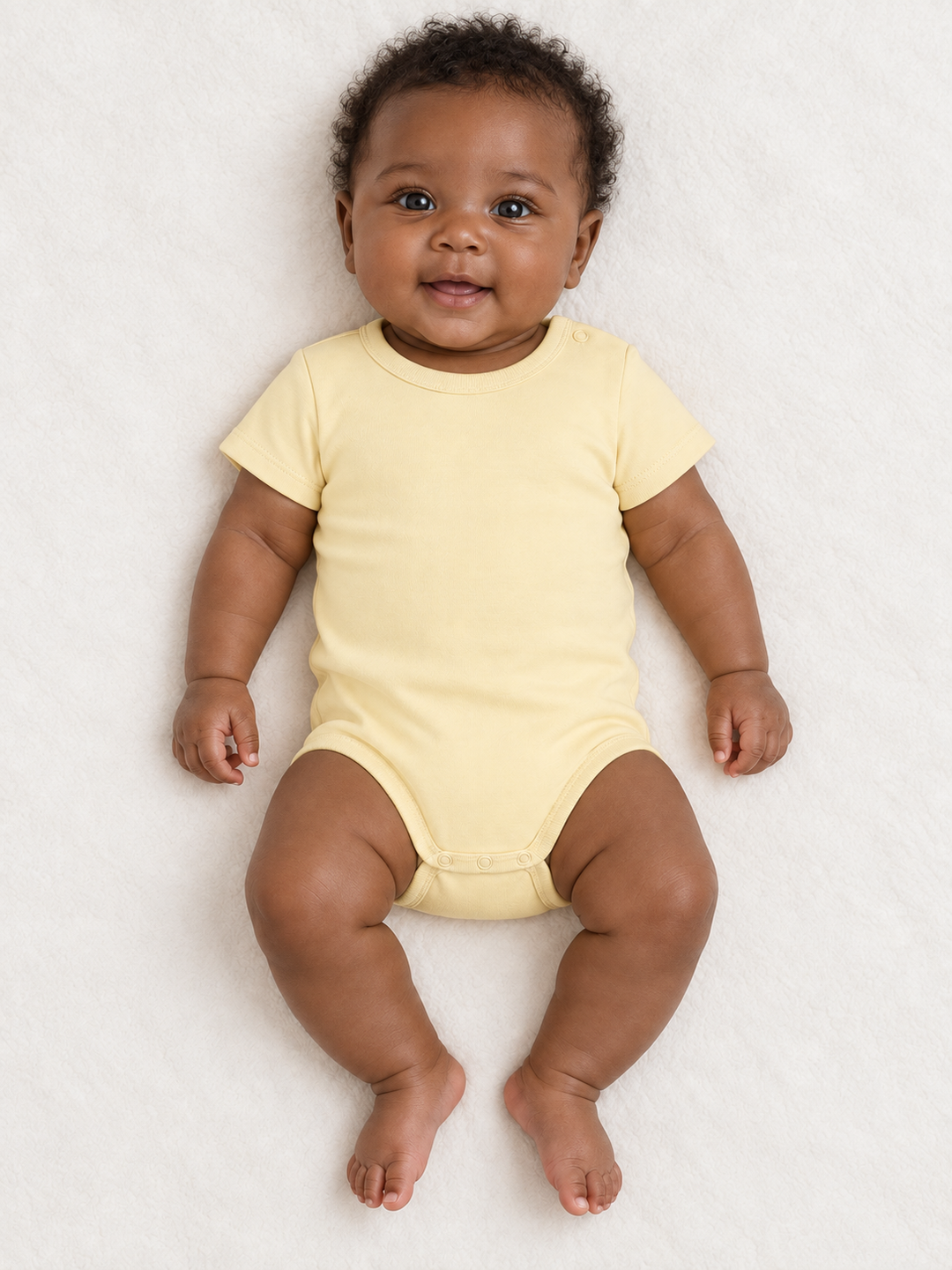 Baby Body in Buttergelb – Modelansicht