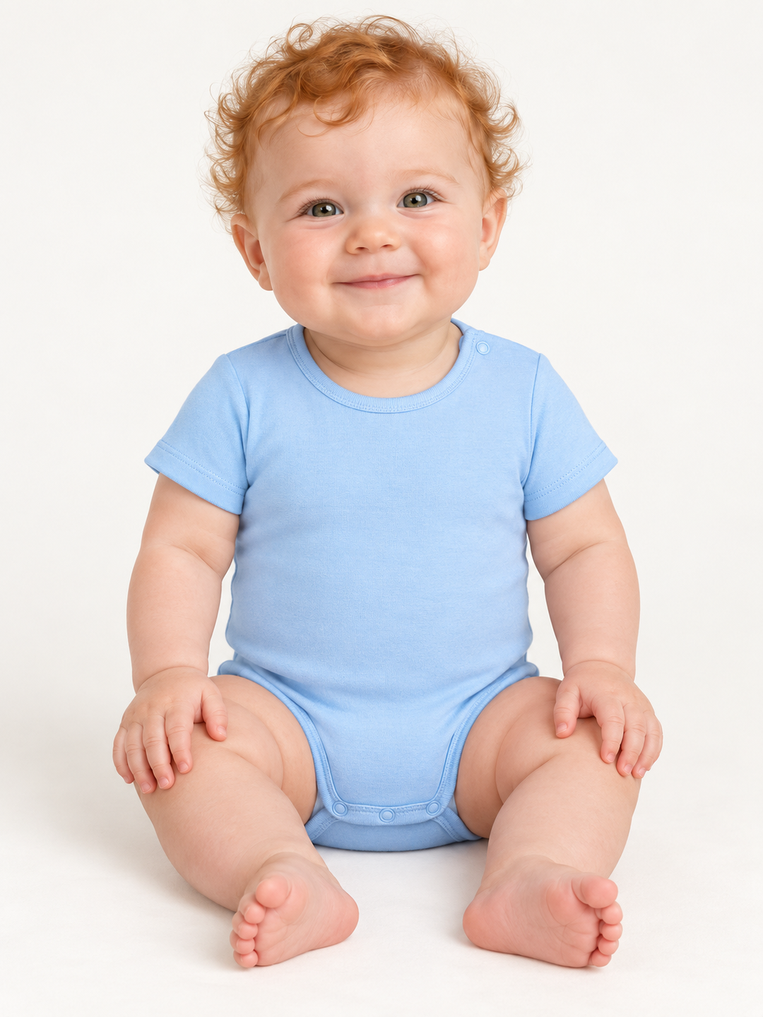 Baby Body in Jeansblau – Modelansicht