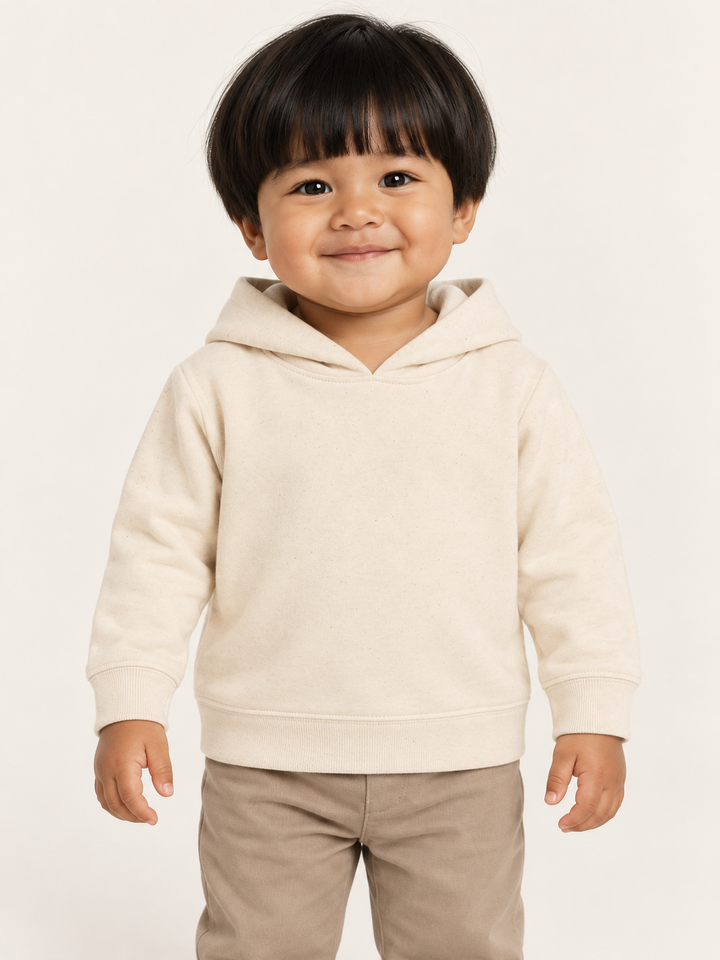 Baby Hoodie in Natur – Modelansicht