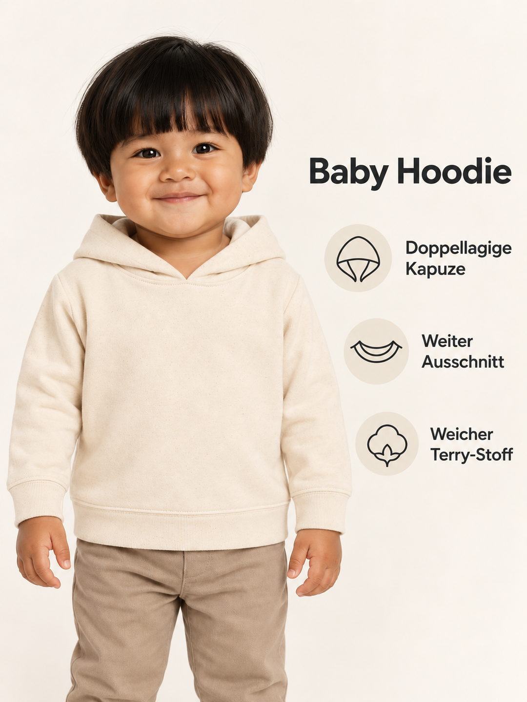 Baby Hoodie in Natur – Produktdetails