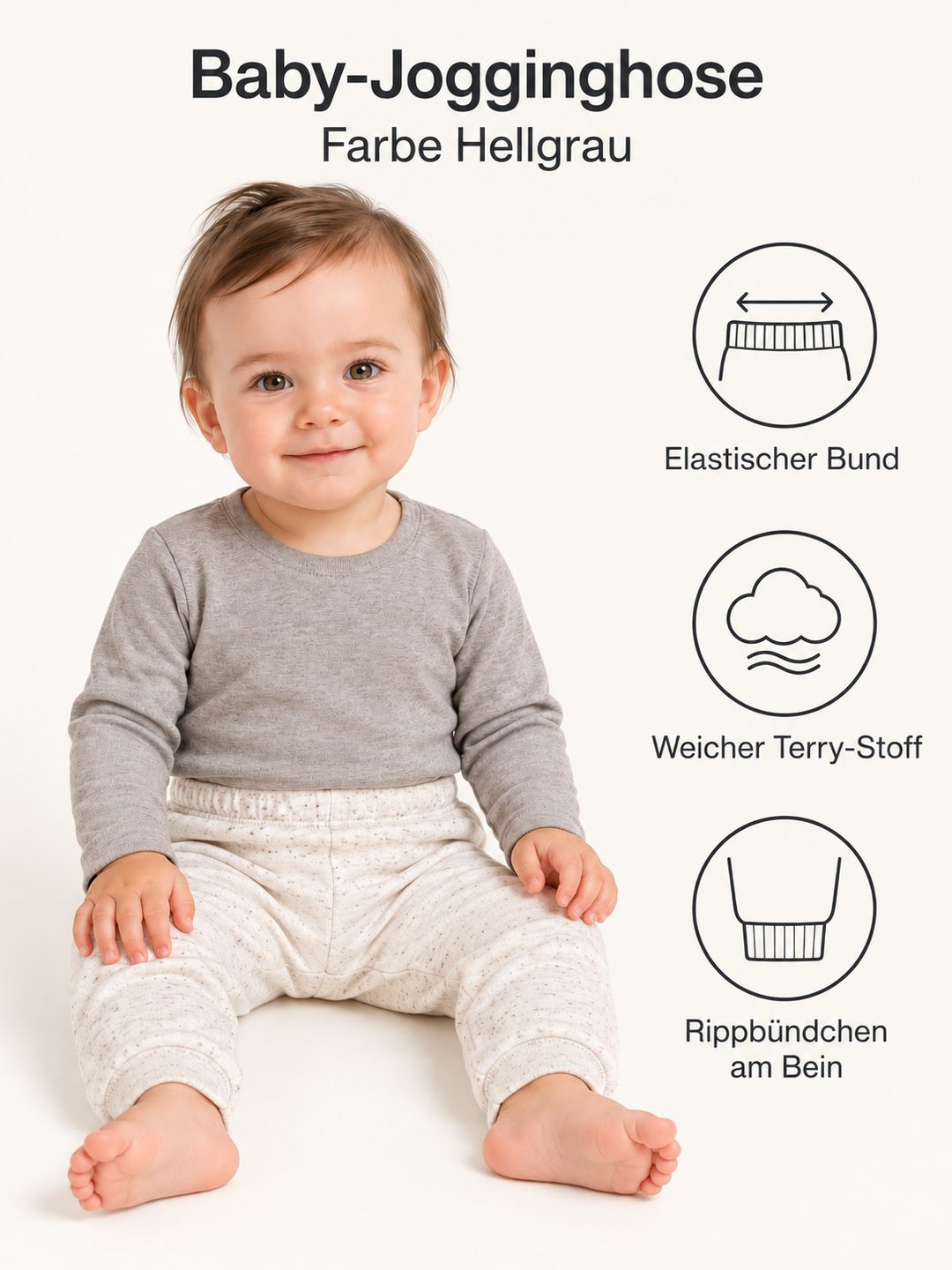 Baby Jogginghose in Hellgrau – Produktdetails