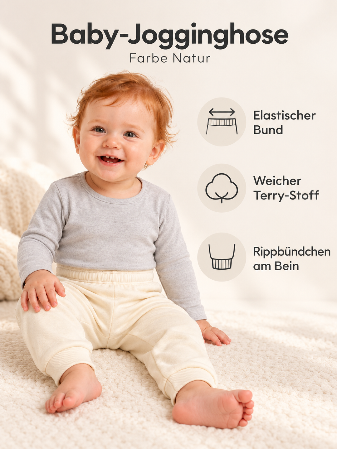 Baby Jogginghose in Natur – Produktdetails