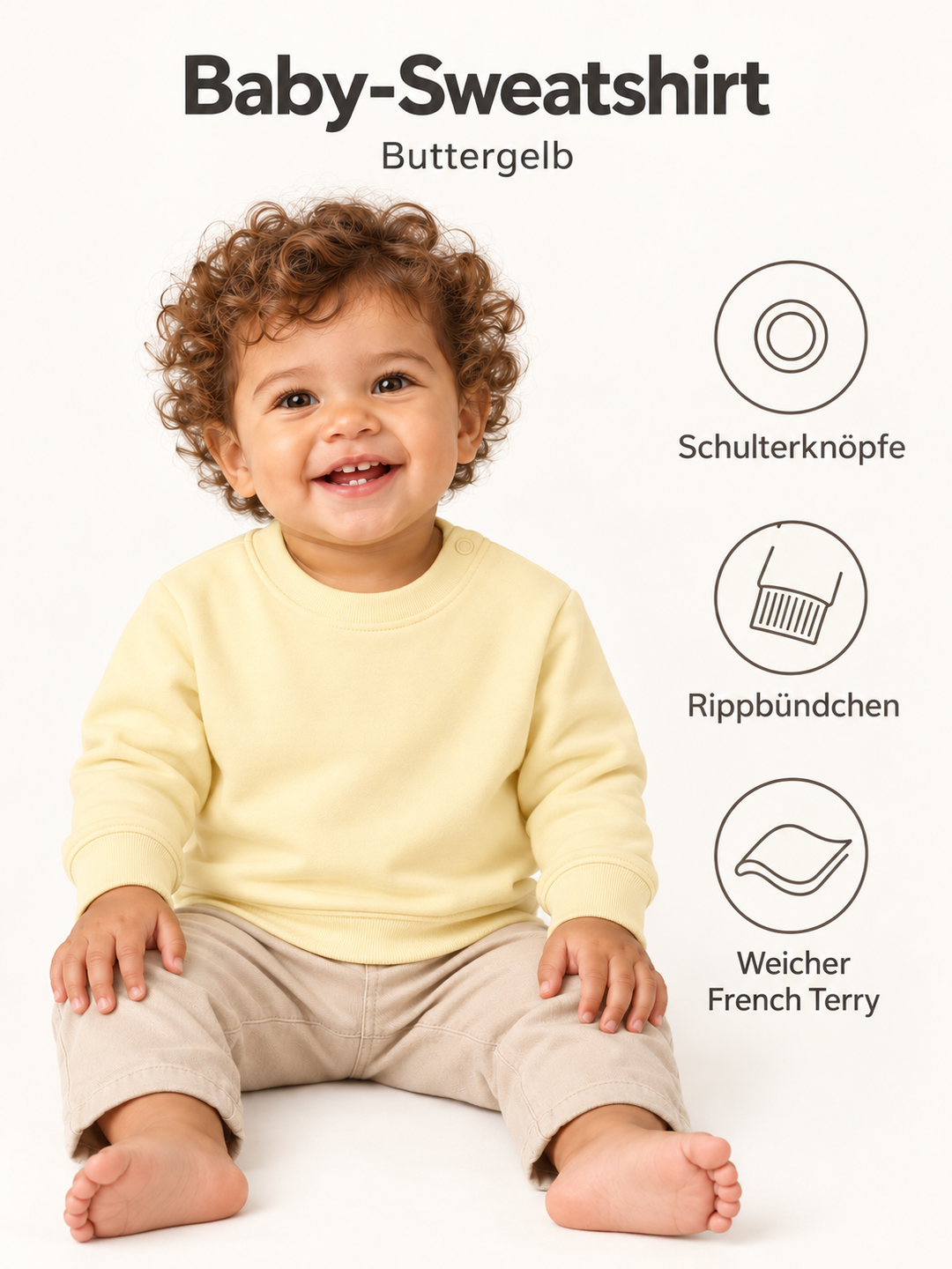 Baby Sweatshirt in Buttergelb – Produktdetails