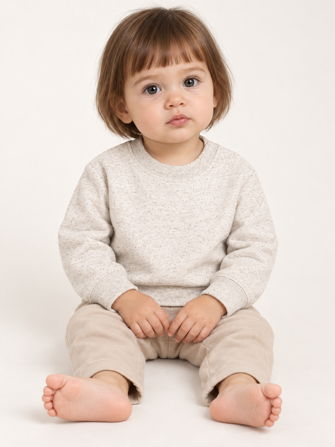 Baby Sweatshirt in Hellgrau – Modelansicht