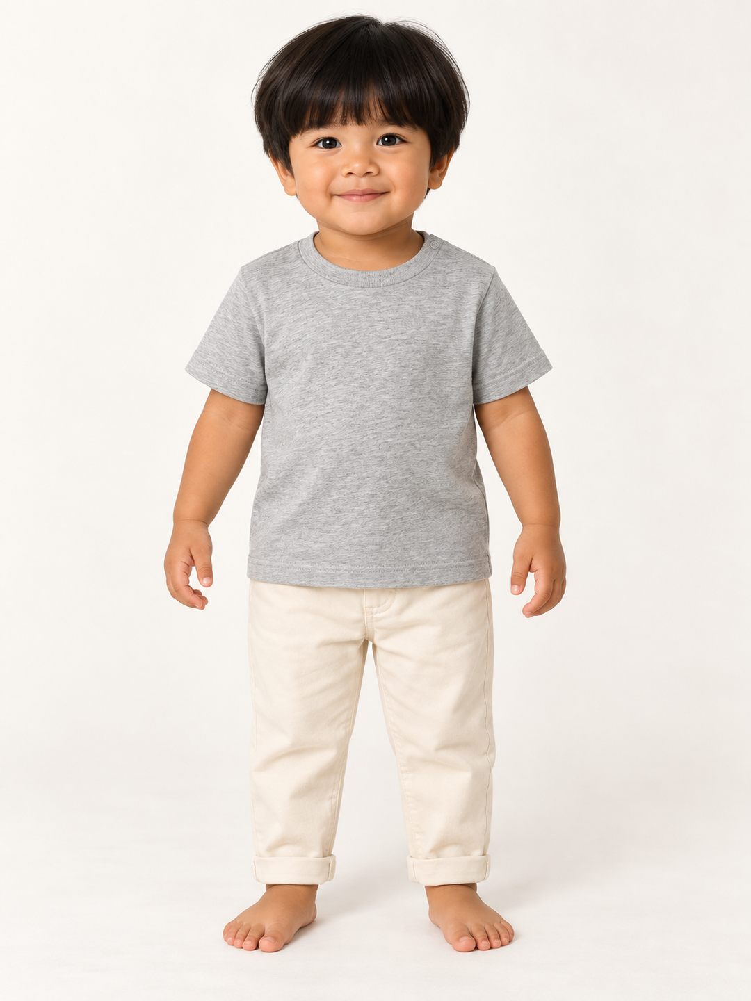 Baby T-Shirt in Grau – Modelansicht