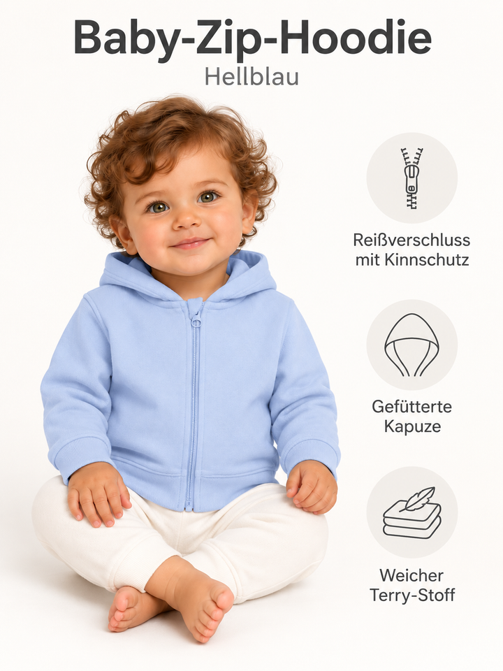 Baby Zip-Hoodie in Hellblau – Produktdetails