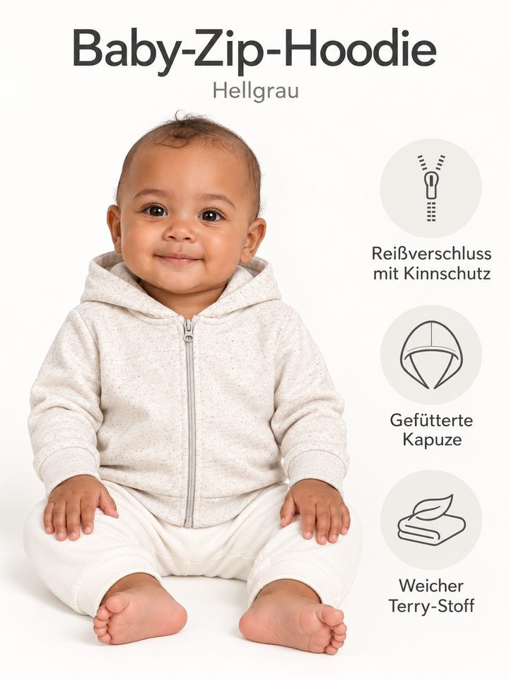 Baby Zip-Hoodie in Hellgrau – Produktdetails