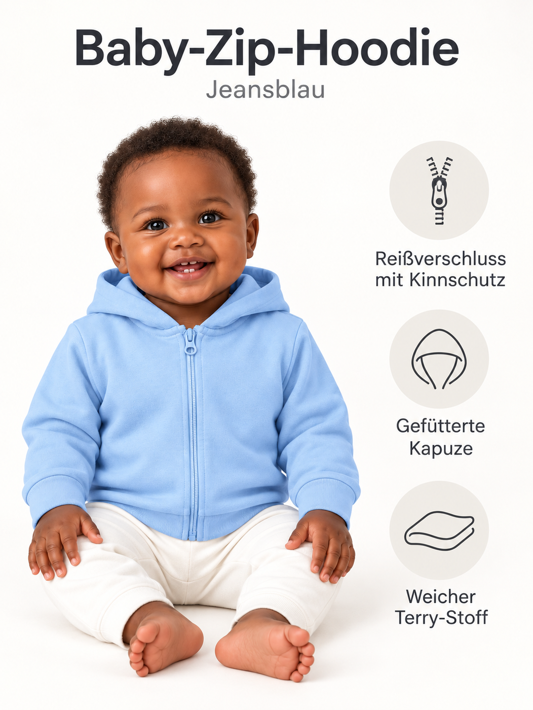 Baby Zip-Hoodie in Jeansblau – Produktdetails